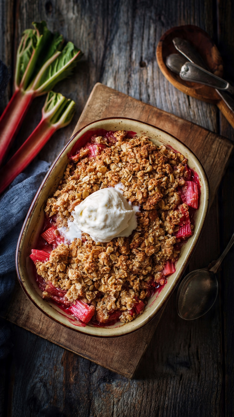 Classic Rhubarb Crumble with Brown Sugar Oat Topping