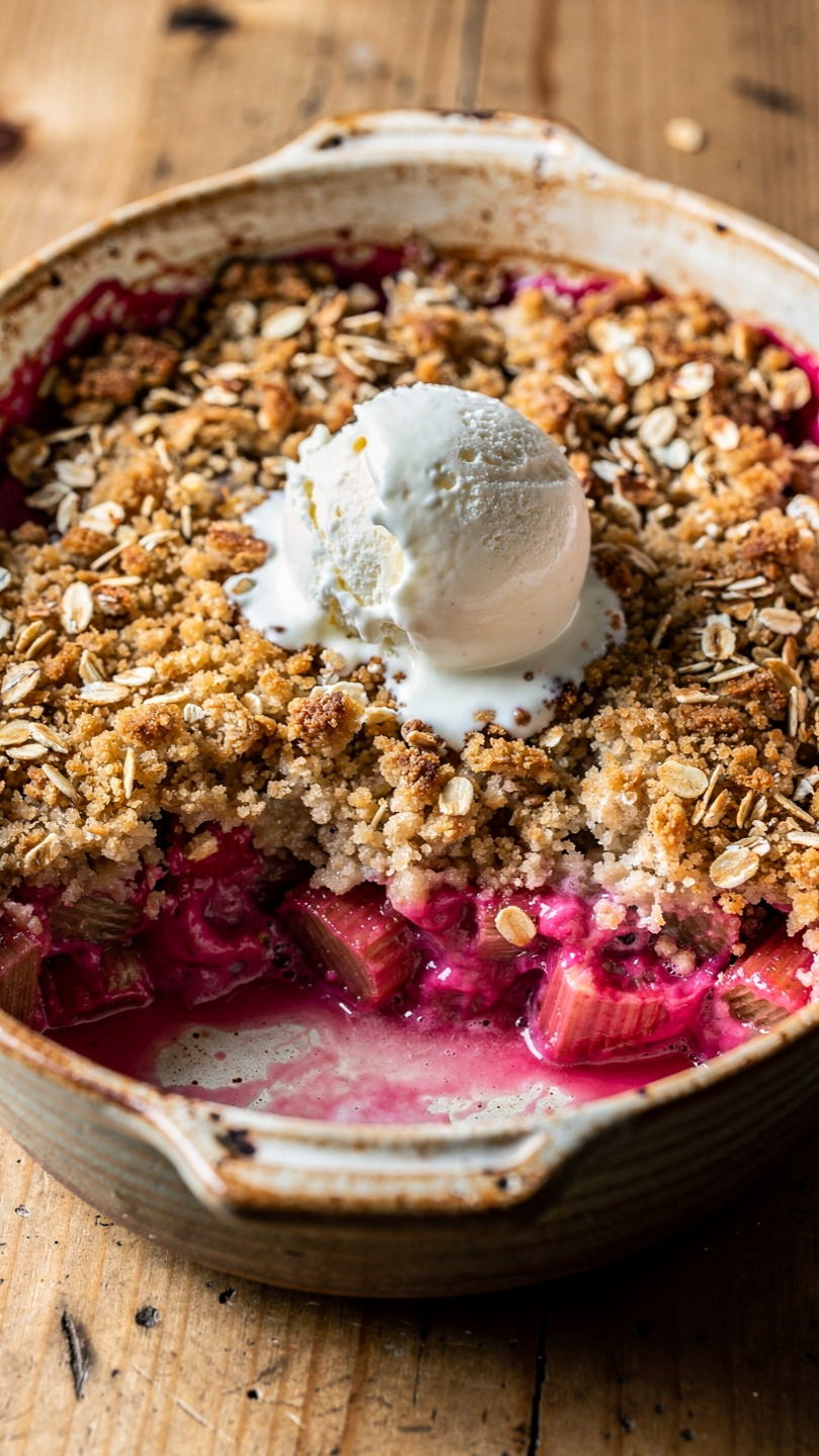 Classic Rhubarb Crisp with Brown Sugar Oat Topping