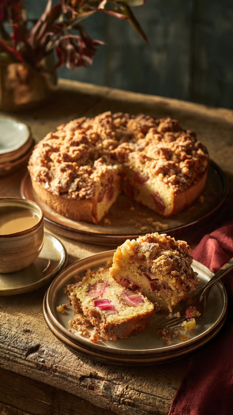 Rhubarb Coffee Cake with Brown Sugar Streusel